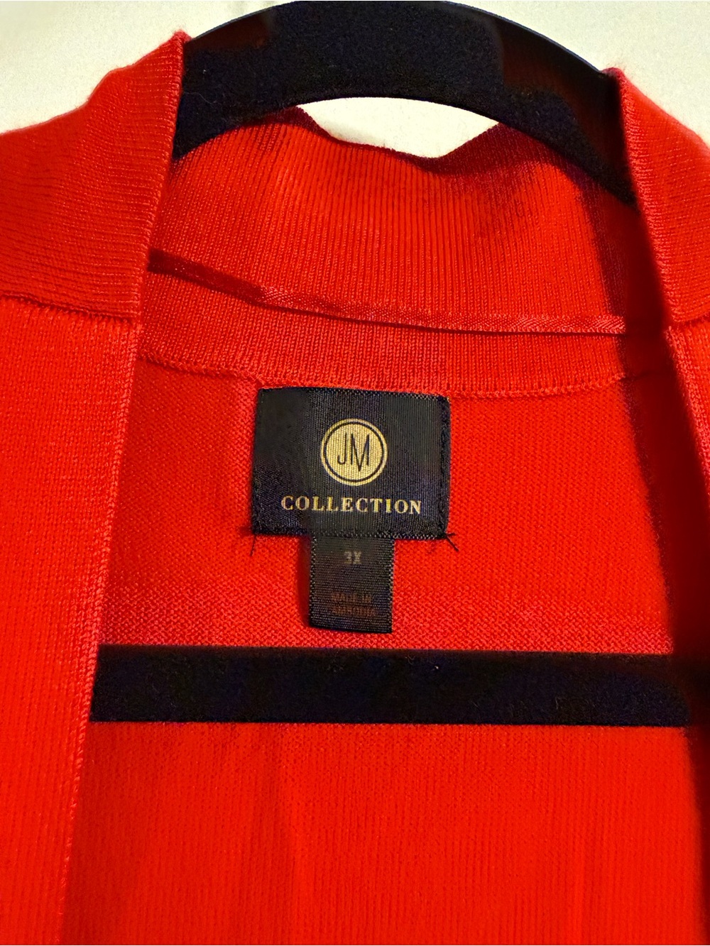 JM Collection Red Open-Front Cardigan Sweater - Picture 2 of 3